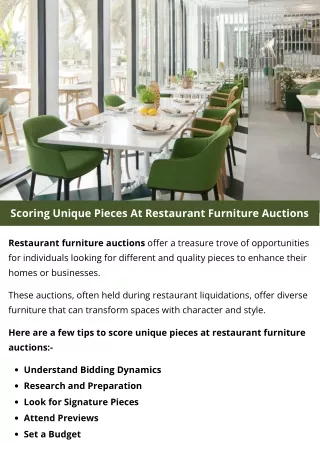 Scoring Unique Pieces At Restaurant Furniture Auctions