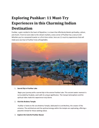 Exploring Pushkar