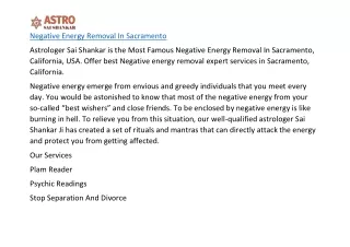 Negative Energy Removal In Sacramento