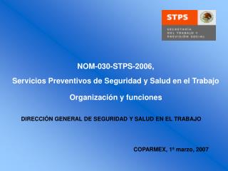 NOM-030-STPS-2006, Servicios Preventivos de Seguridad y Salud en el Trabajo Organización y funciones