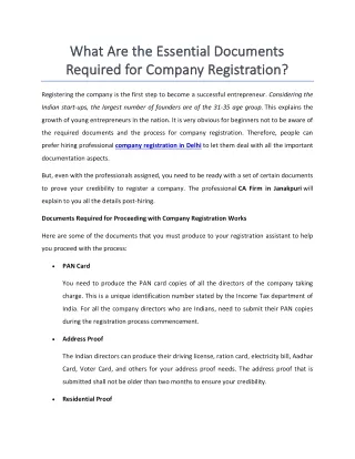 Essential Documents Required for Company Registration