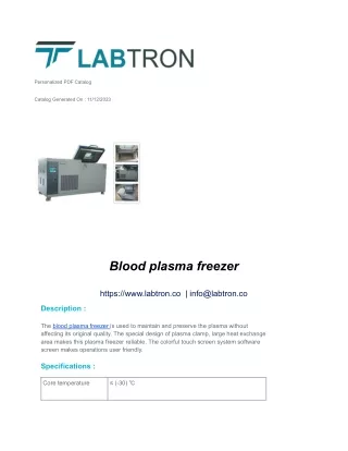 Blood plasma freezer