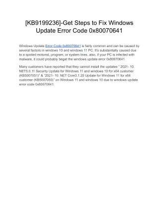 [KB9199236]-Get Steps to Fix Windows Update Error Code 0x80070641