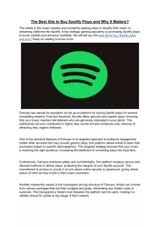 The Best Site to Buy Spotify Plays and Why It Matters