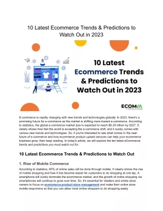 10 Latest Ecommerce Trends & Predictions to Watch Out in 2023