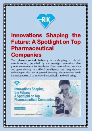 Innovations Shaping the Future A Spotlight on Top Pharmaceutical Companies