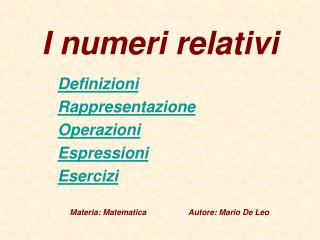 I numeri relativi