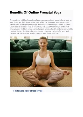 Benefits Of Online Prenatal Yoga