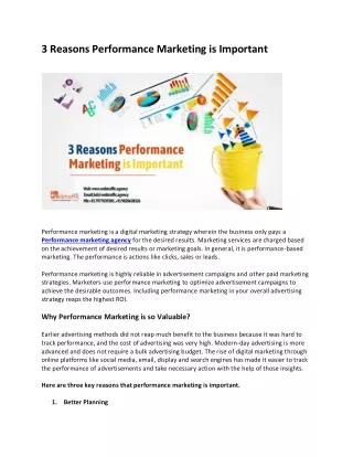 3 Reasons Performance Marketing is Important