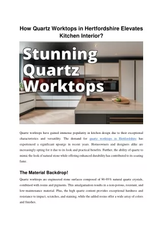 How Quartz Worktops in Hertfordshire Elevates Kitchen Interior