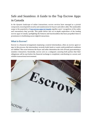 Safe and Seamless_ A Guide to the Top Escrow Apps in Canada