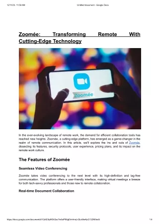 Zoomée-Transforming Remote With Cutting-Edge Technology