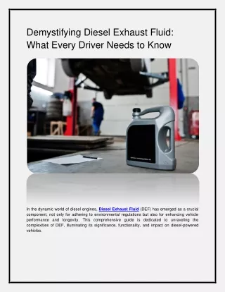 Demystifying Diesel Exhaust Fluid: What Every Driver Needs to Know