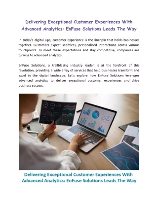 Delivering Exceptional Customer Experiences With Advanced Analytics: EnFuse Solutions Leads The Way