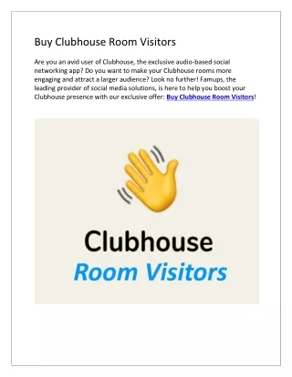 Buy Clubhouse Room Visitors