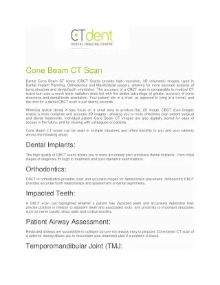 Dental Cone Beam CT Scans - CT Dent Ltd