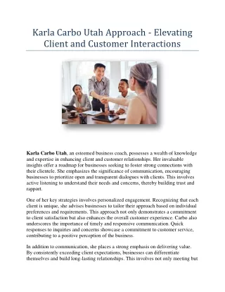 Karla Carbo Utah Approach - Elevating Client and Customer Interactions