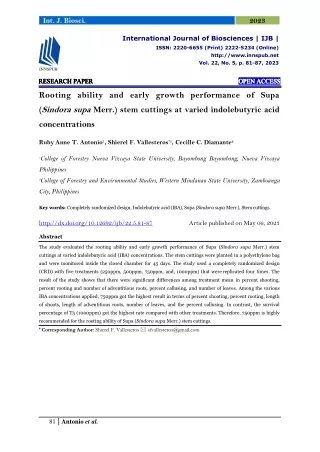 Rooting ability and early growth performance of Supa (Sindora supa Merr.) stem