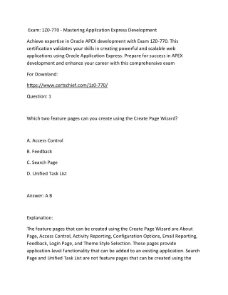Oracle APEX Developer Exam: 1Z0-770 - Mastering Application Express Development
