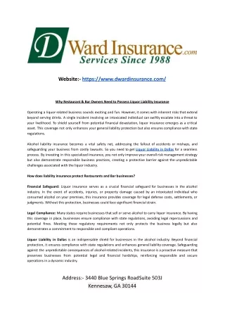 Why Restaurant & Bar Owners Need to Possess Liquor Liability Insurance