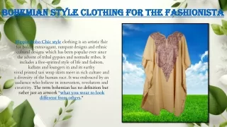 Bohemian Style Clothing for the Fashionista