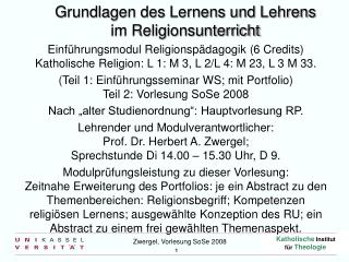 Grundlagen des Lernens und Lehrens im Religionsunterricht