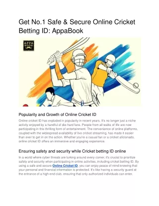 Get No.1 Safe & Secure Online Cricket Betting ID_ AppaBook