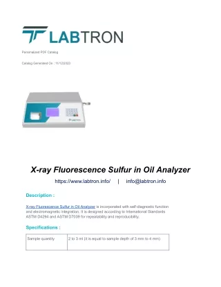 X-ray Fluorescence Sulfur in Oil Analyzer