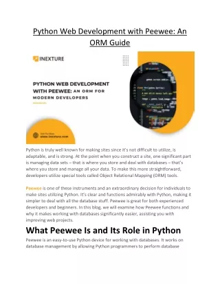 Python Web Development with Peewee An ORM Guide