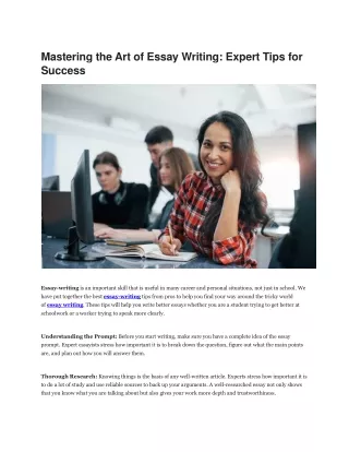 Mastering the Art of Essay Writing