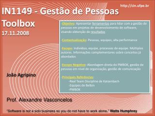 IN1149 - Gestão de Pessoas Toolbox 17.11.2008