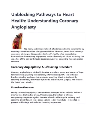 Unblocking Pathways to Heart Health: Understanding Coronary Angioplasty