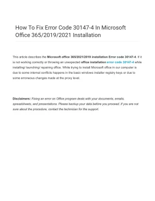 How To Fix Error Code 30147-4 In Microsoft Office 365_2019_2021 Installation