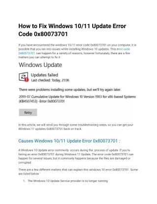 How to Fix Windows 10_11 Update Error Code 0x80073701