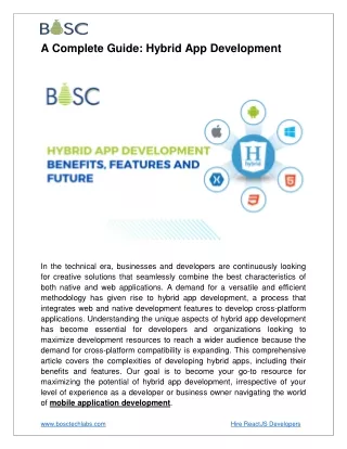 Hybrid App Development: Features and Benefits | Bosc Tech Labs