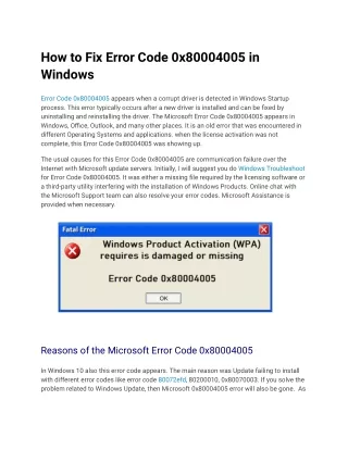 How to Fix Error Code 0x80004005 in Windows