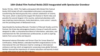 16th Global Film Festival Noida 2023 Inaugurated with Spectacular Grandeur