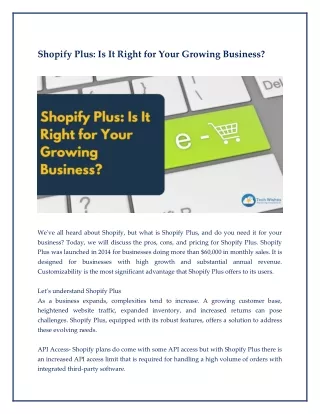 Shopify Plus Is It Right for Your Growing Business