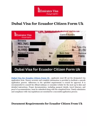 Dubai Visa for Ecuador Citizen Form Uk (1)