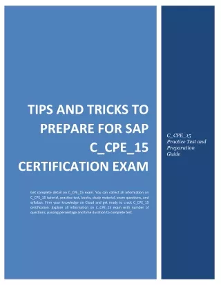 Tips and Tricks to Prepare for SAP C_CPE_15 Certification Exam