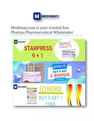 Medimny.com is your trusted Sun Pharma Pharmaceutical Wholesaler