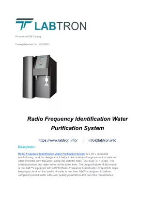 Radio Frequency Identification Water Purification System