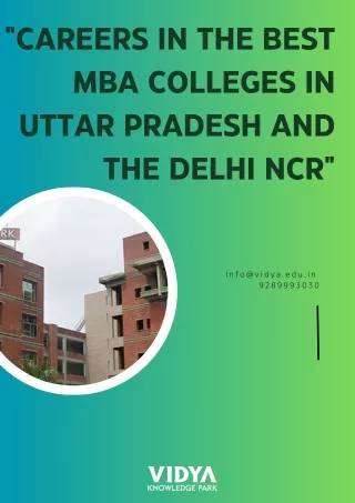 Careers in the Best MBA Colleges in Uttar Pradesh and the Delhi NCR