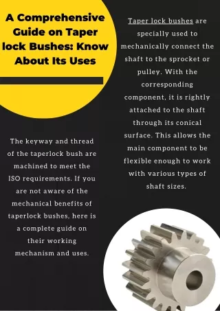 A Comprehensive Guide on Taper lock Bushes Know About Its Uses