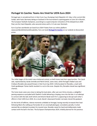 Portugal Vs Czechia Teams Are Vivid for UEFA EURO 2024