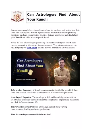 Can Astrologers Find About Your Kundli