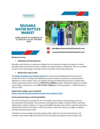 Reusable Water Bottles Market SWOT Analysis by Advancement from 2023 - 2033