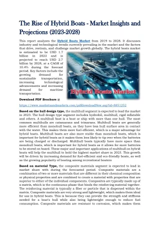 The Rise of Hybrid Boats - Market Insights and Projections (2023-2028)