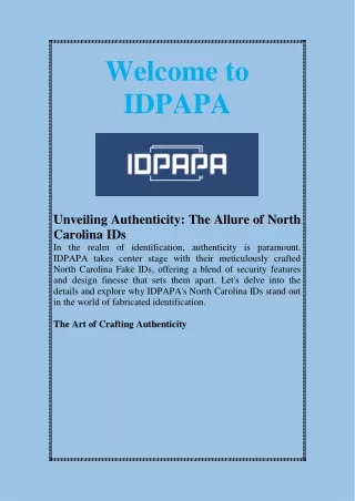 Discover Authenticity with IDPAPA's North Carolina Fake ID