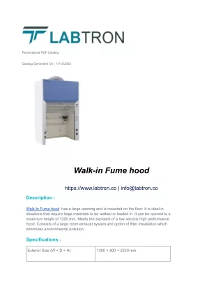 Walk-in Fume hood